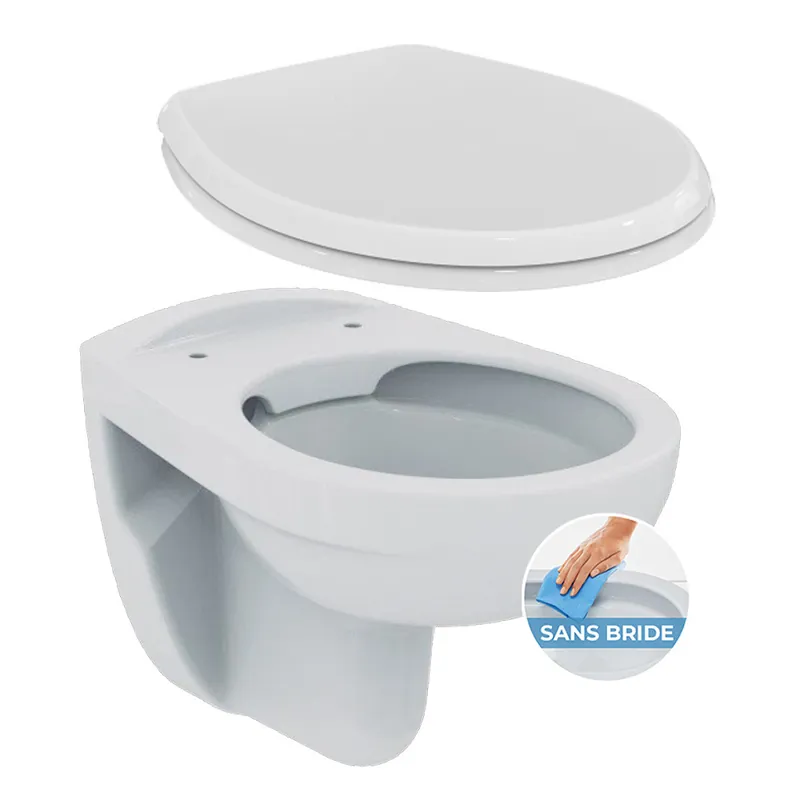 / Ideal Standard Pack WC suspendu sans bride + abattant Eurovit (PorcherRimless)