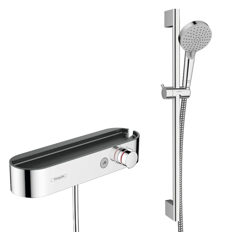 ShowerTablet Select Set Mitigeur thermostatique douche + Douchette 105mm 2 jets + Barre 65cm, Chrome