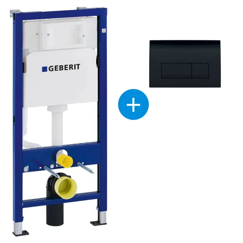 Ensemble bati-support Geberit Duofix UP100 + reservoir pour WC 112 cm + Plaque de commande Delta50 Noire