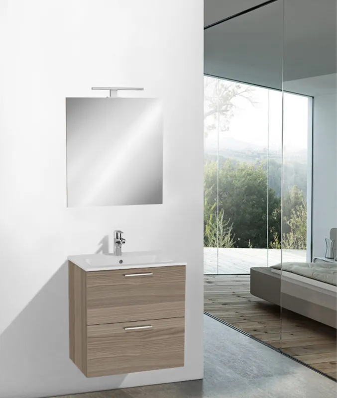 Mia ensemble meuble 59x61x39,5 cm avec miroir, lavabo et éclairage LED, Cordoba (MIASET60C)