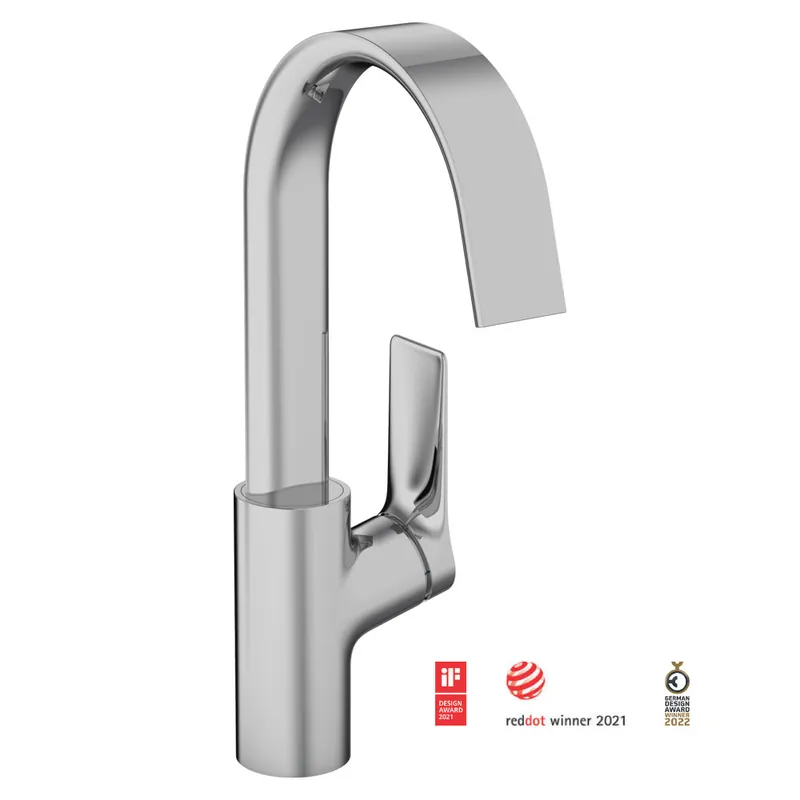 Vivenis Mitigeur de lavabo 210 XL bec cascade avec tirette et vidage, chromé (75030000)