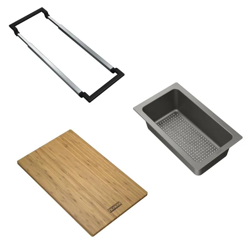 ALL IN Set d‘accessoires universel Planche à découper Bambou 32x20 + Panier égouttoir PVC Noir Sanitized (ALLINSET-1)