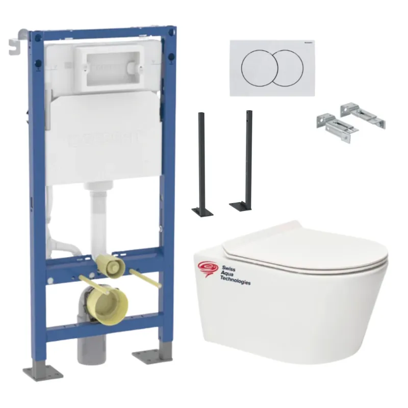 Pack Autoportant bati-support Geberit + WC sans bride Swiss Aqua Technologies Brevis + abattant ultra-fin (BREVISGEBX)