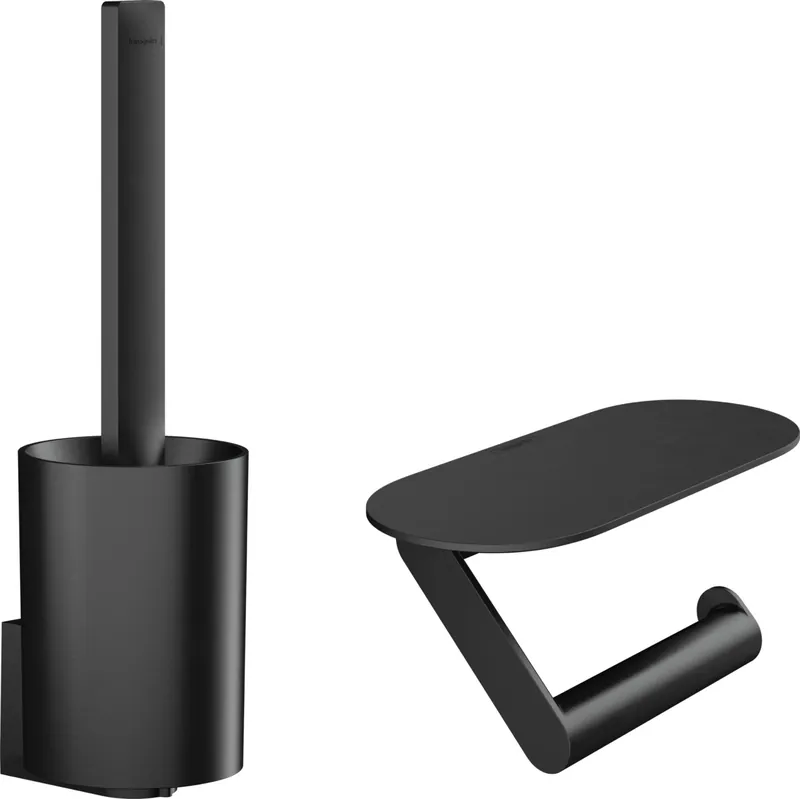 WallStoris Ensemble d‘accessoires pour les toilettes, Noir mat (27969670-SP)