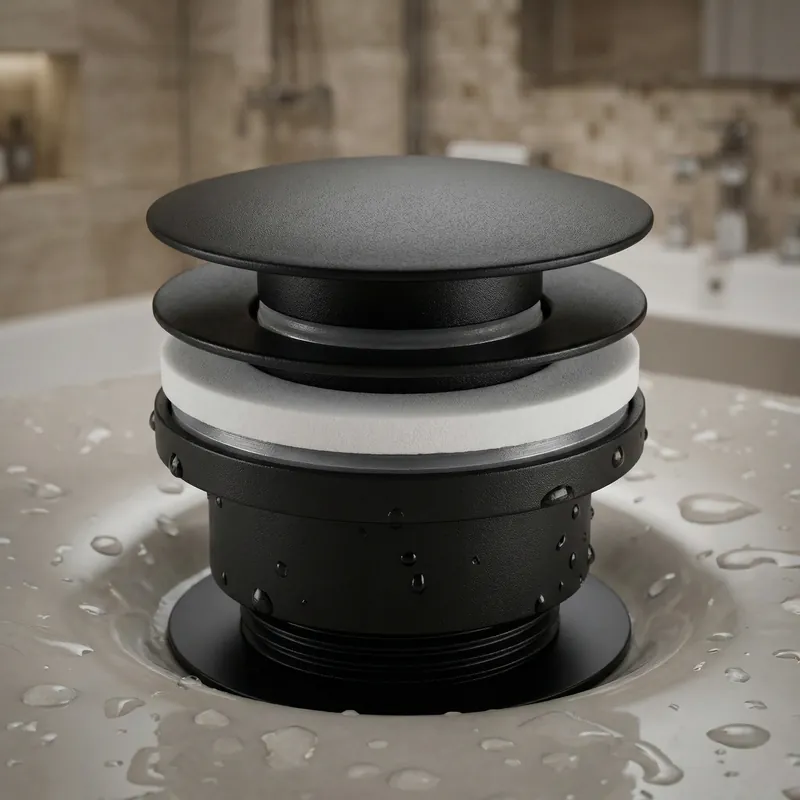 Bonde clic-clac 5/4 avec trop-plein noir mat pour lavabo et vasque (VF785BL)