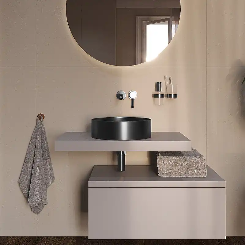 Vasque à poser 38 x 38 x 11 cm Aurum gun métal noir brossé en acier inoxydable avec bonde sans trop-plein (SATAUR3838BGM)