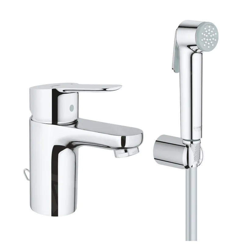 BauEdge mitigeur de lavabo taille S + douchette de bidet, Chrome (23757000)