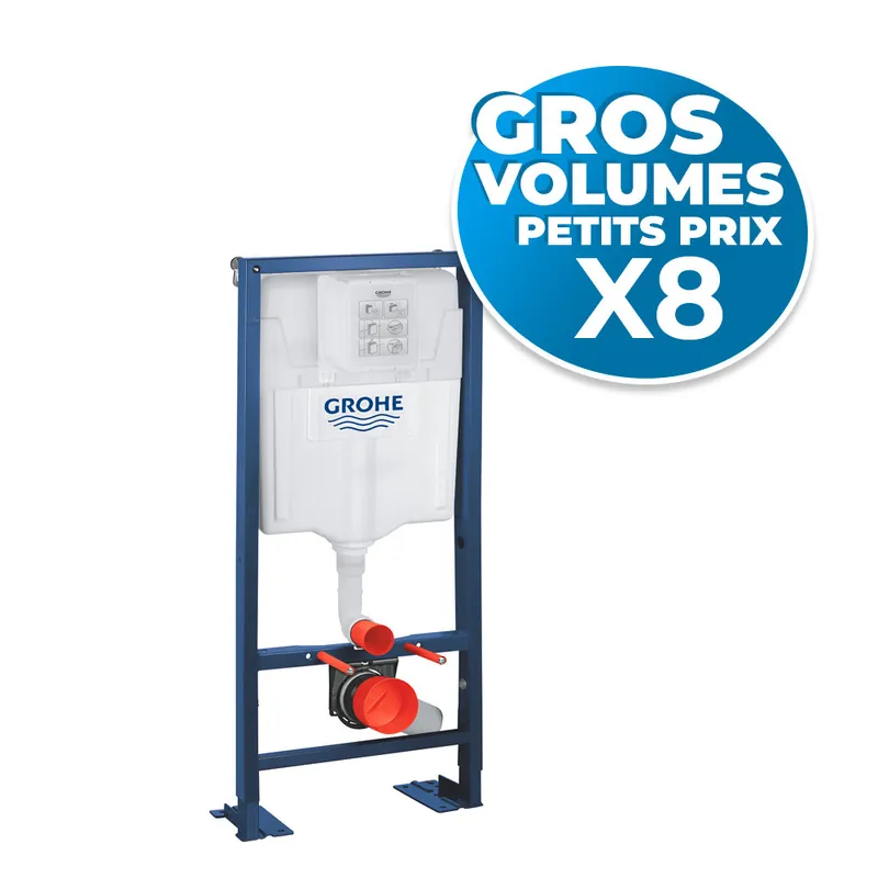 lot de 8 RAPID SL BÂTI SUPPORT AUTOPORTANT POUR WC, 1.13 M (38340001)
