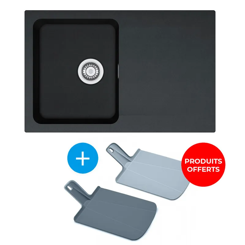 Orion - OID 611-78 évier de cuisine à encastrer Tectonite® Carbone + Lot de 2 planches à découper Joseph Joseph offert