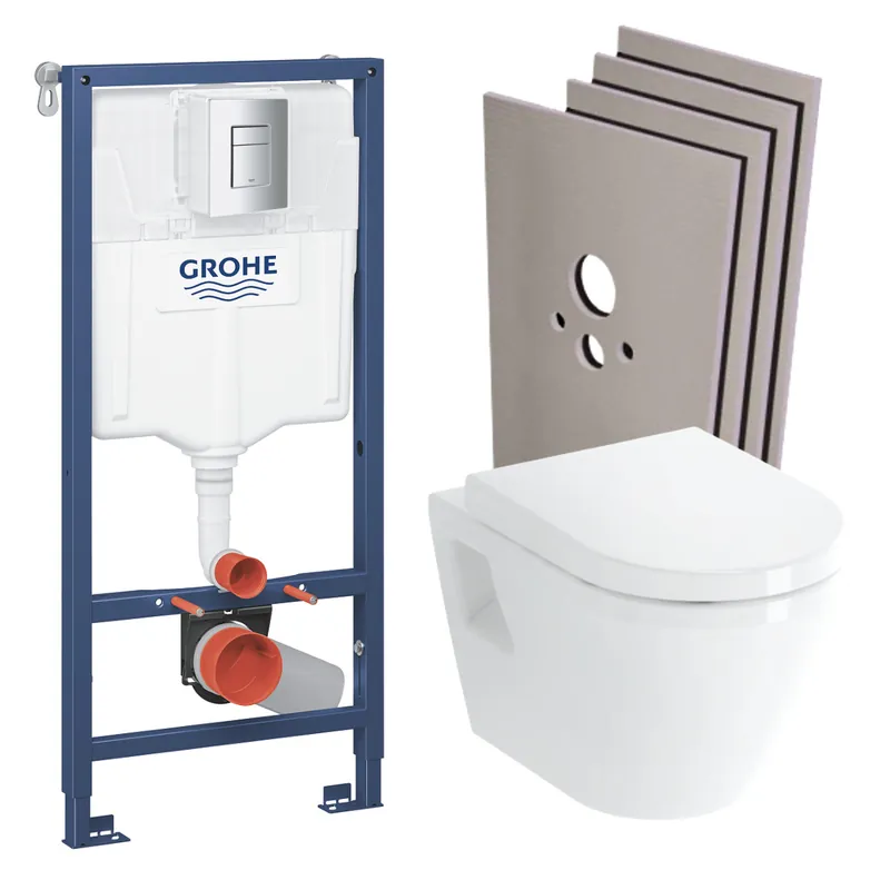 Pack WC Rapid SL + WC Vitra Integra + Abattant + Plaque Skate Chrome + Set habillage