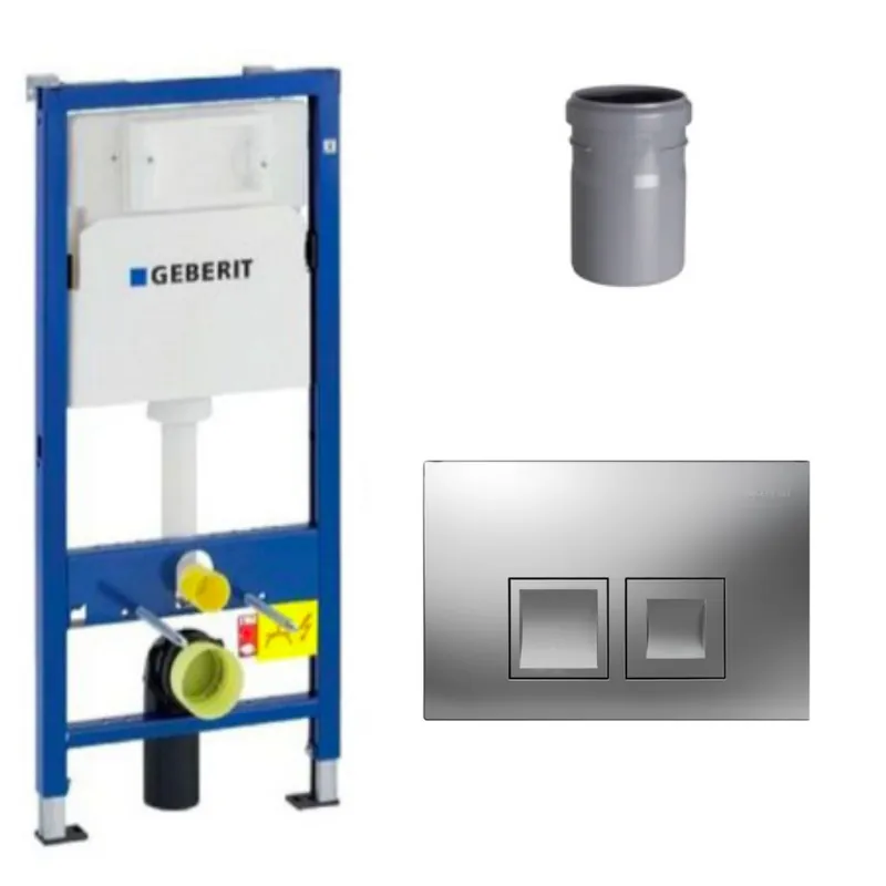Ensemble bati-support Geberit Duofix UP100 + reservoir pour WC 112 cm + Plaque Chrome mat