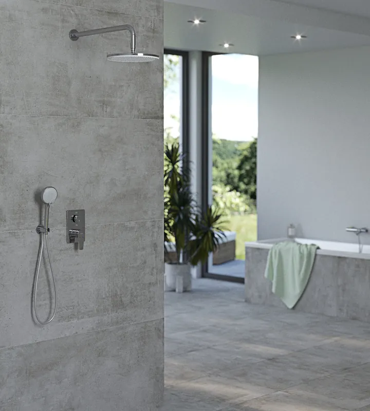 Set de douche tout en 1 avec Douche de tête XXL 255mm + Douchette à main 3 jets, Chrome (102167213EX-SET1)