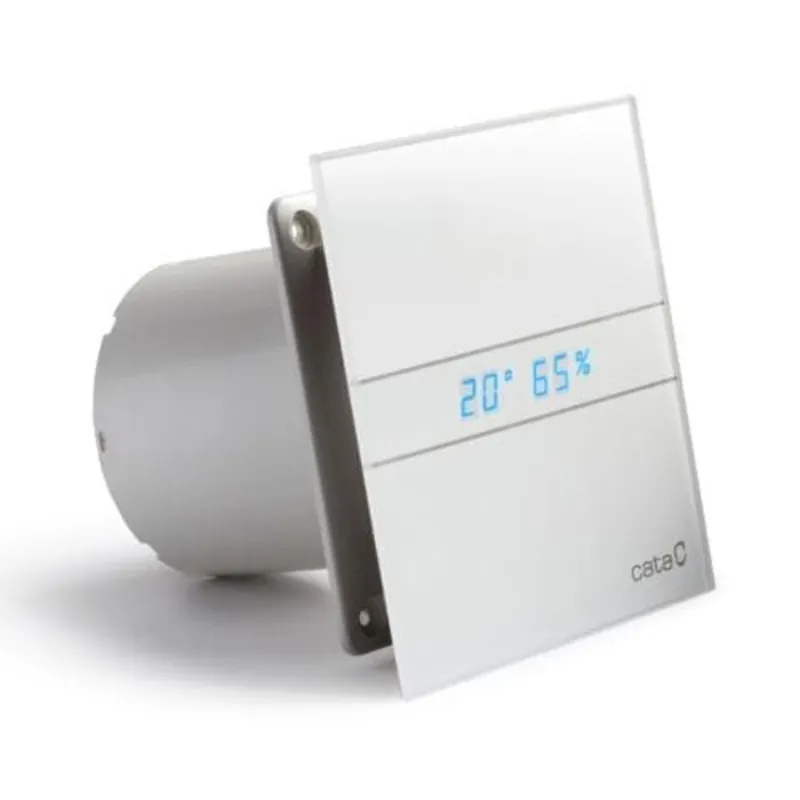 Aérateur extracteur d‘air simple flux, fonction minuterie, Plaque avant en verre blanc (E120GTH)