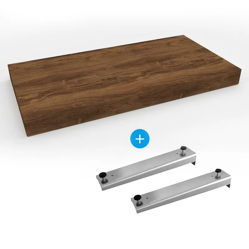 Set Naturel plan vasque 120x8x50 cm + fixation pour plan vasque Dolce 39,5 cm , chêne charleston brun foncé (DO12050DT-FIX1)