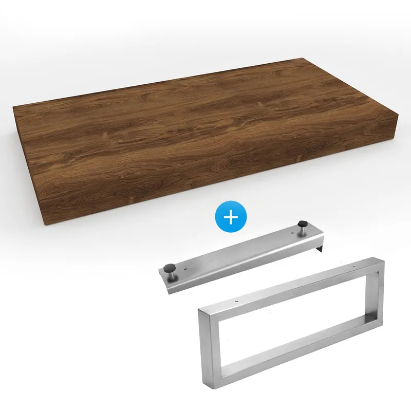 Set Naturel plan vasque 120x8x50 cm + fixation 39,5 cm + fixation porte serviette 45 cm, brun foncé (DO12050DT-FIX2)