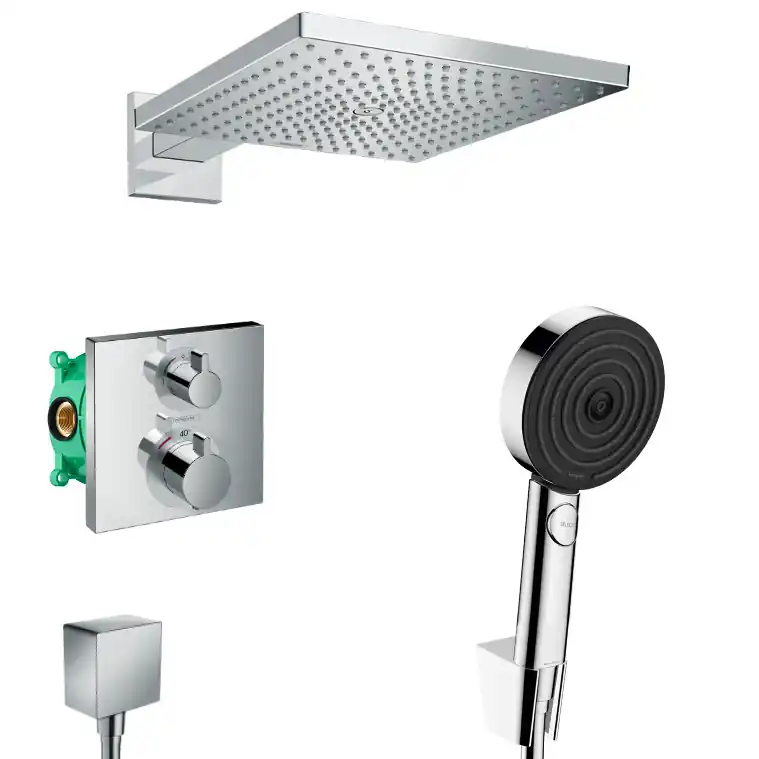 Ecostat Raindance Pulsify Set de douche encastré tout en 1 avec douche de tête 300 XXL + Douchette 3 jets Performance