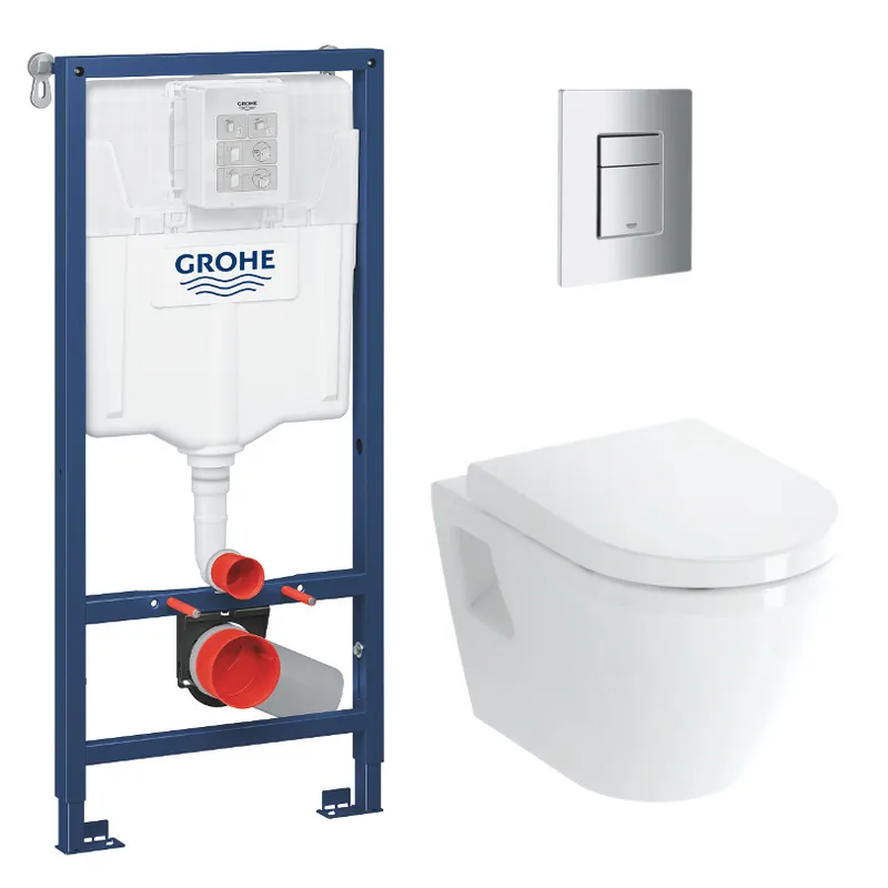 Pack WC Bâti-support Rapid SL + Cuvette suspendue Vitra + Abattant + Plaque Chrome (RapidSL-IntegraClassic-1)
