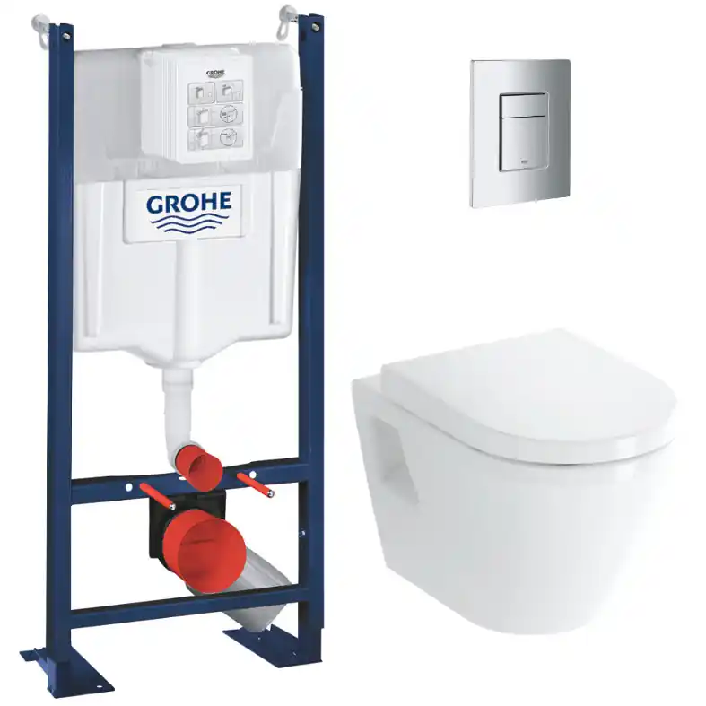 Pack WC Bâti Autoportant Rapid SL + WC Vitra Integra + Abattant en Duroplast + Plaque chrome