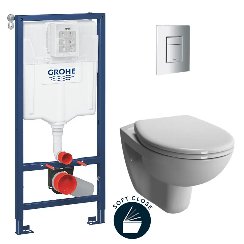 Pack WC Bâti-support Rapid SL + WC Vitra Normus + Abattant softclose + Plaque Chrome (RapidSL-Normus-1)