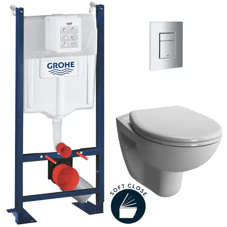 Pack WC Bâti Autoportant Rapid SL + WC Vitra Normus + Abattant softclose + Plaque chrome