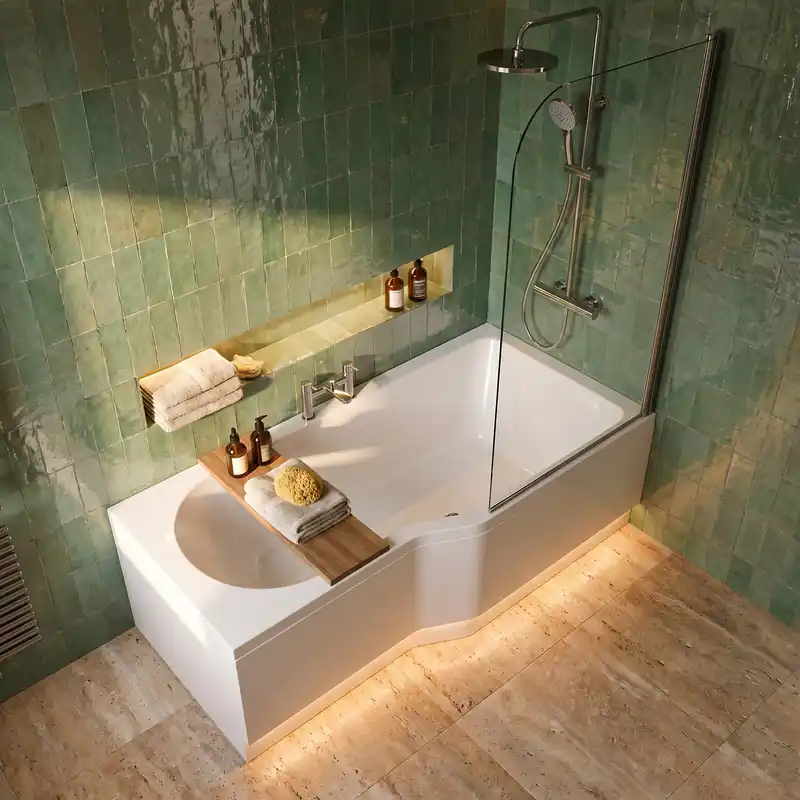 160x80 cm Beata Plus baignoire bain douche asymétrique en acrylique positionnement droite, sans pieds, blanc (BE1600PPLUS)