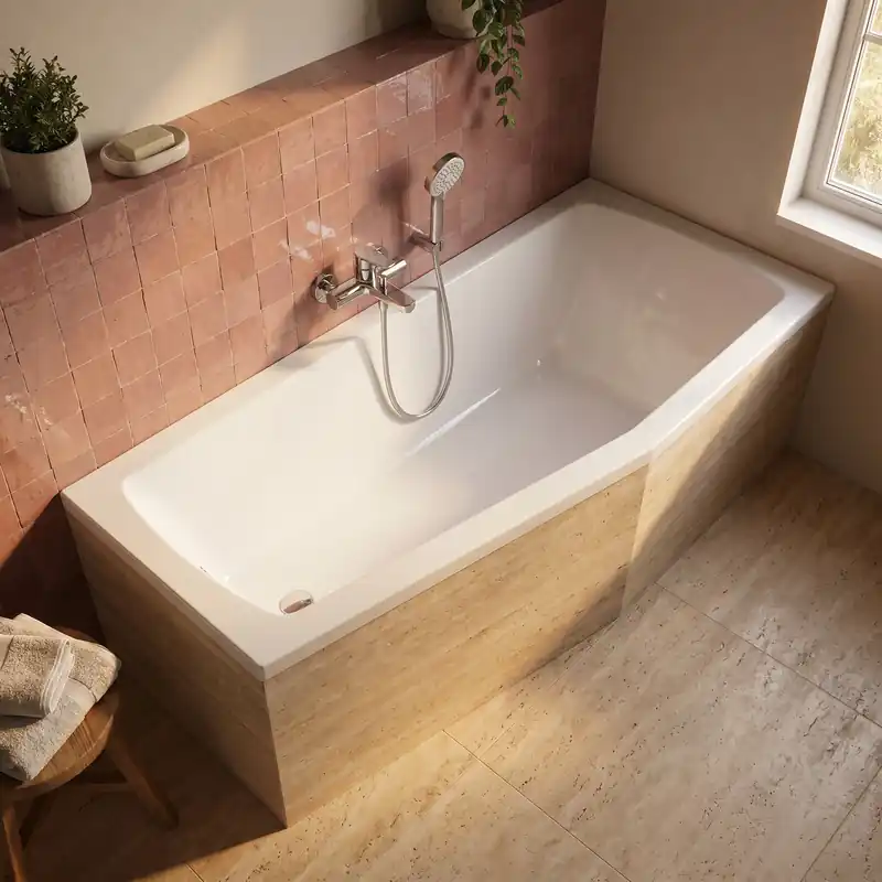 160x70 cm Aneta baignoire bain douche asymétrique en acrylique positionnement droite, sans pieds, blanc (AN1600PPLUS)