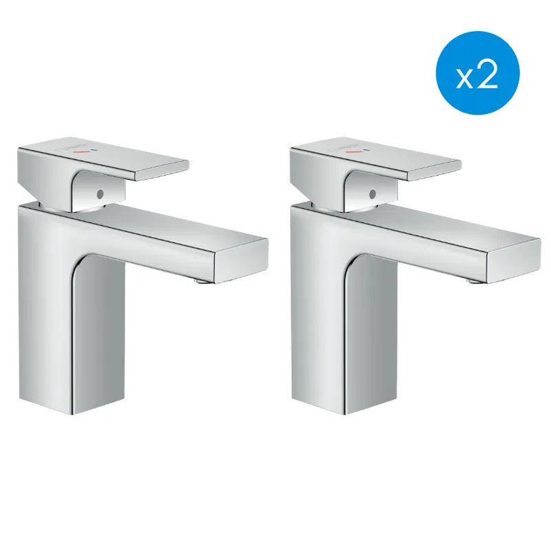 Vernis Shape Lot de 2 Mitigeurs de lavabo ComfortZone 100 CoolStart avec tirette et vidage synthétique, Chrome