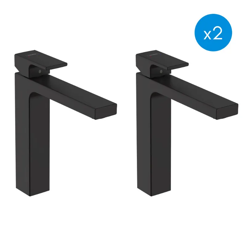 Vernis Shape Lot de 2 Mitigeurs de lavabo ComfortZone 190 avec cartouche céramique, Noir mat