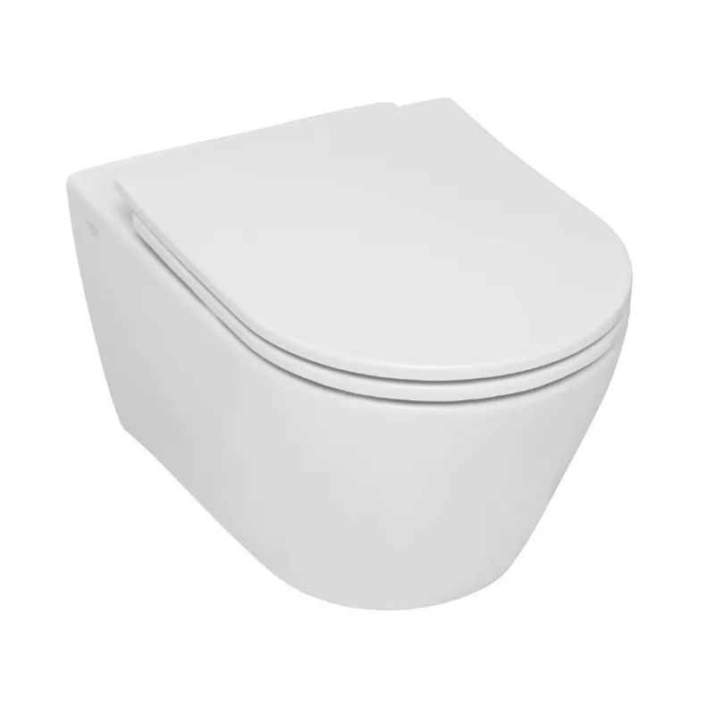 cuvette suspendue sans bride, fixations invisibles, abattant slim softclose, blanc (SP26)