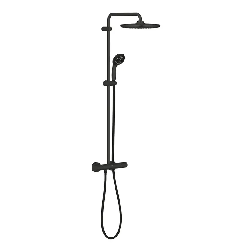 Vitalio start system 250 colonne de douche thermostatique, tête de douche XXL 250 mm + Douchette 2 jets noir mat (266772430)