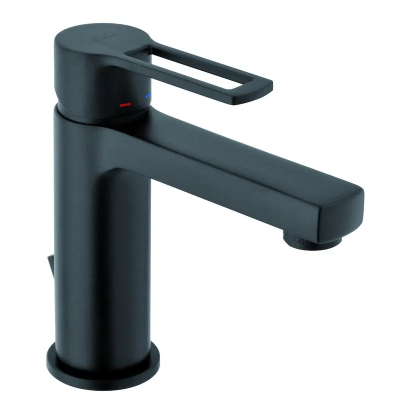 Vallone mitigeur lavabo avec tirette et vidage, noir mat (RIN075NO)