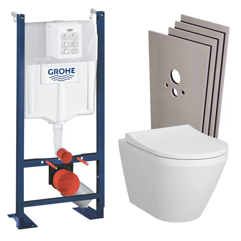 Pack WC Bâti Autoportant Rapid SL + WC sans bride Integra avec fixations invisibles + Abattant softclose + Set habillage