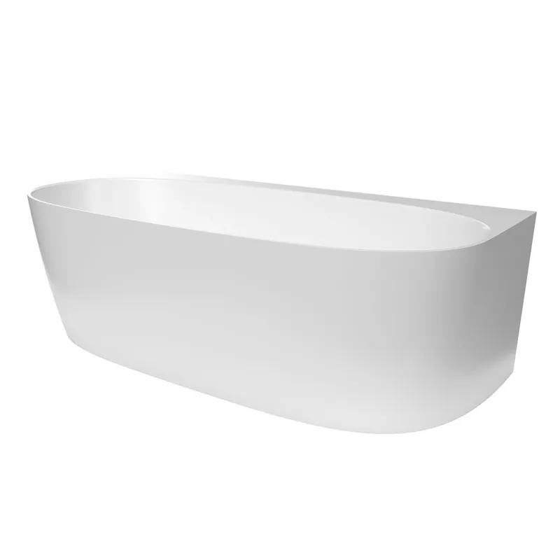 Agnes 180x86 cm Baignoire autoportante en marbre coulé 275L, sans pieds, blanc (SATLEO1690)