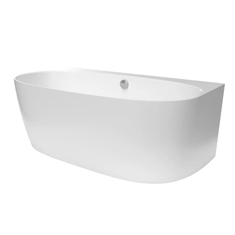 Agnes 158x86 cm Baignoire autoportante en marbre coulé, sans pieds, blanc (SATAG1580)