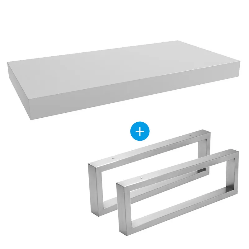 Set Naturel plan vasque 100x8x50 cm + 2 fixations porte serviette 45 cm, blanc mat (DO10050BM-FIX3)