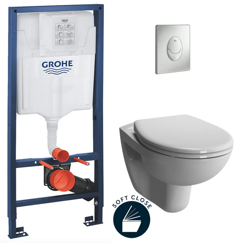 Pack WC Bâti-support Rapid SL + WC Vitra Normus + Abattant softclose + Plaque Chrome mat (Rapidsl-Normus-7)