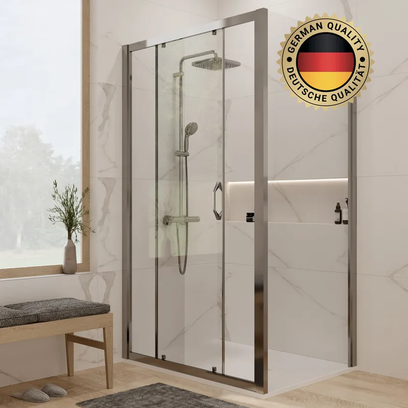 Pack Porte coulissante 120cm + Paroi latérale 80cm + Receveur 120x80cm(Huppe2-12080WH)