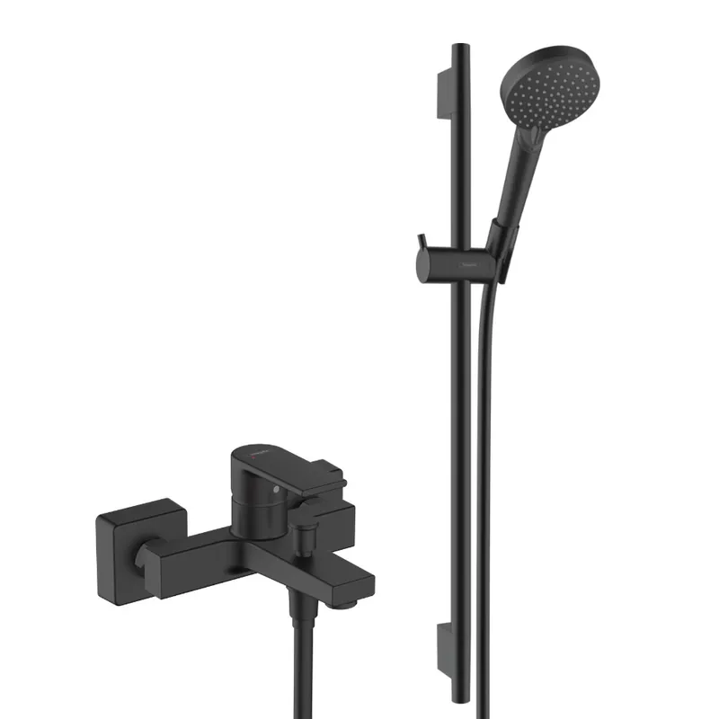 Vernis Shape Set mitigeur bain/douche + Douchette à main 2 jets + Barre 65cm, Noir mat