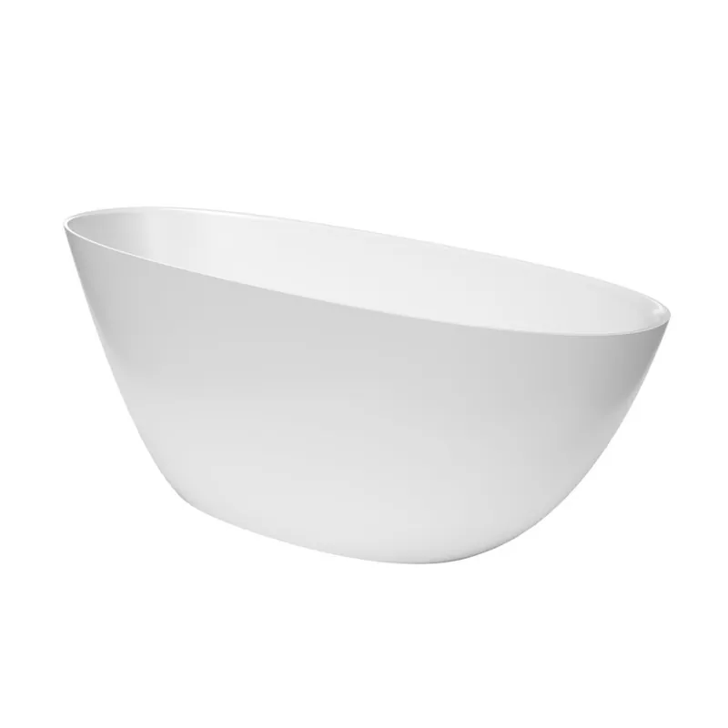 Amika 157x68 cm Baignoire îlot en marbre Coulé 210L, sans pieds, blanc (SATAMI1570)