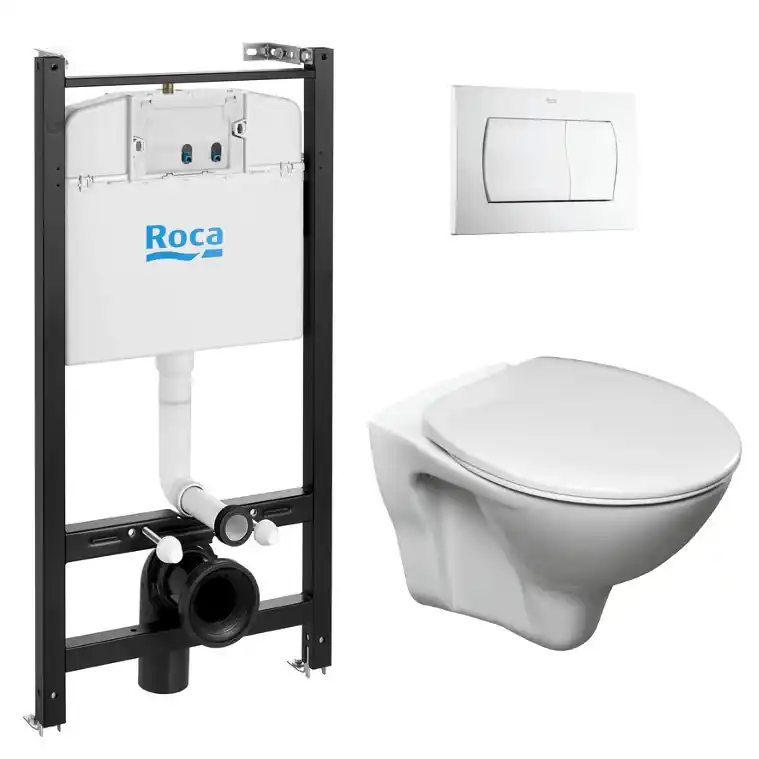 Pack Bâti-support Roca Active + WC suspendu Jika Neo + plaque blanche (RocaActiveS-LinePro-1)