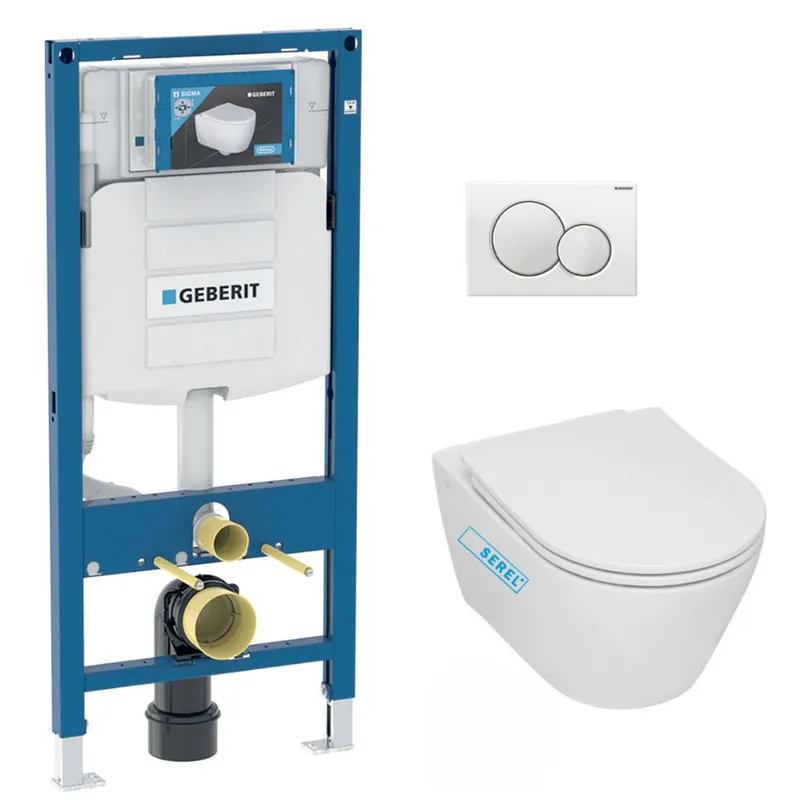Pack WC Bati-support Geberit + WC sans bride Serel SP26