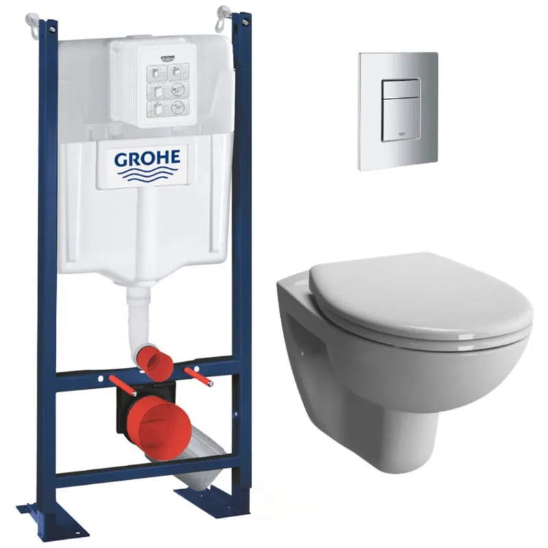 Pack WC Bâti Autoportant Rapid SL + WC sans bride Vitra Normus + Abattant softclose + Plaque chrome