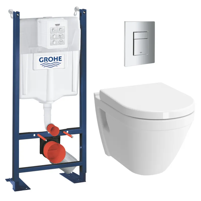 Pack WC Bâti Rapid SL Autoportant + Cuvette Vitra S50 + Abattant soft close + Plaque chrome (ProjectS50softclose-1-SP)