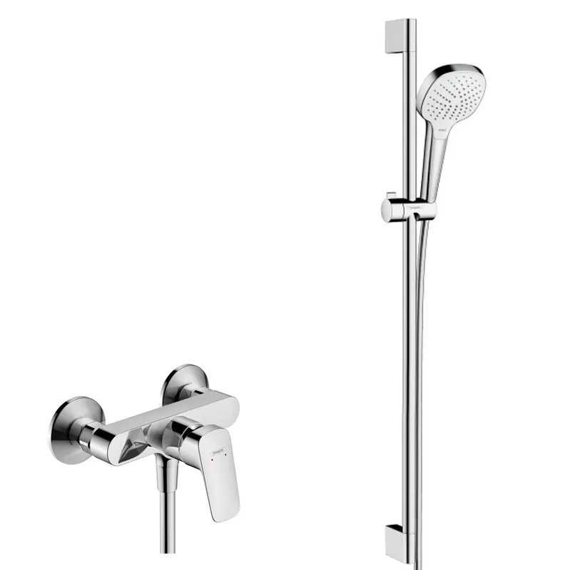 Set de douche Croma Select E 110 Vario / Unica‘Croma 0,90m + Mitigeur Monocommande de Douche, Chrome (71600000-CromaSelectE)