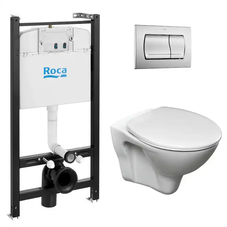 Pack Bâti-support Roca Active + WC suspendu Jika Neo + plaque chrome mat (RocaActiveS-LinePro-2)