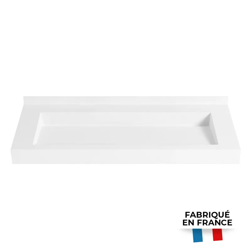 Lavabo suspendu avec plan vasque 120 x 52 cm en Solid Surface, blanc mat, Ultra (ULTRA-1200)