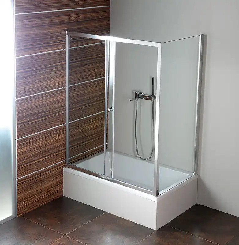 Deep Porte coulissante baignoire, 1100 x 1650mm , Aluminium Brillant/Verre (MD1116)
