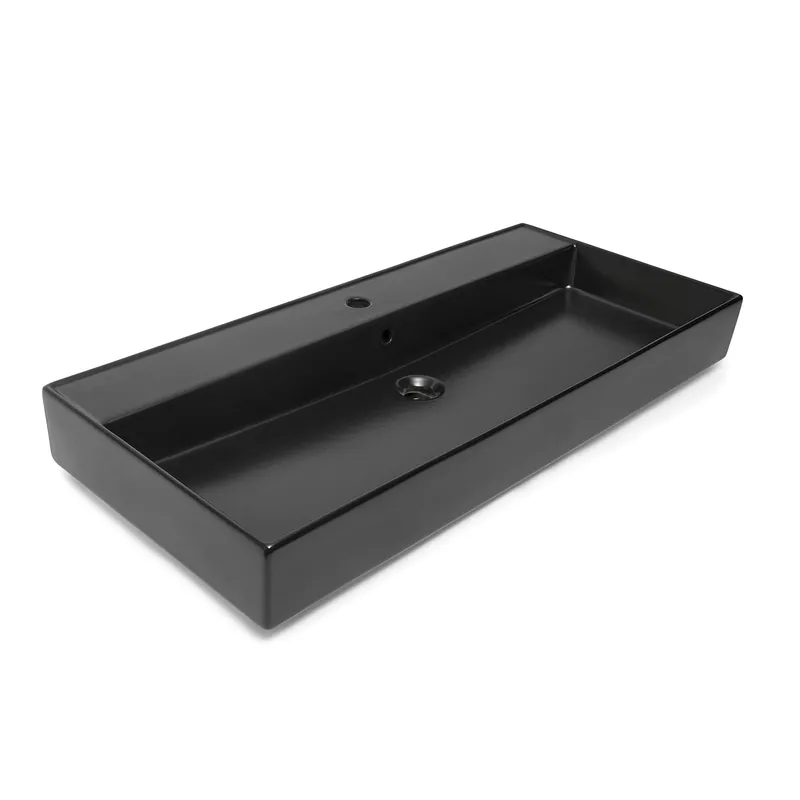 Lavabo SAT Infinitio 100,4x46,5 cm noir mat trou de robinetterie central (SATINF10046BKM)