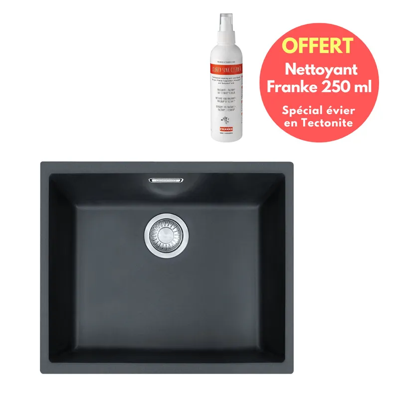 Pack Franke Sirius SID 110-50 Tectonite® Carbone Evier Sous Plan + Nettoyant Franke spécial évier en Tectonite OFFERT