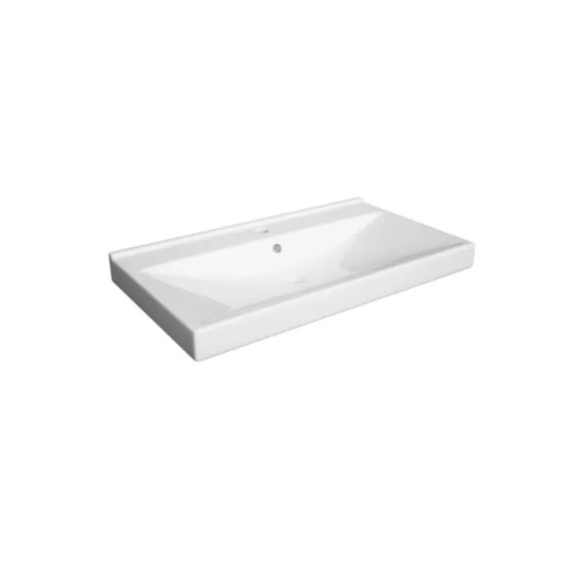 Stilla 81x46x6,5 cm lavabo en céramique pour meubles, avec trop-plein, blanc (VERSO80)